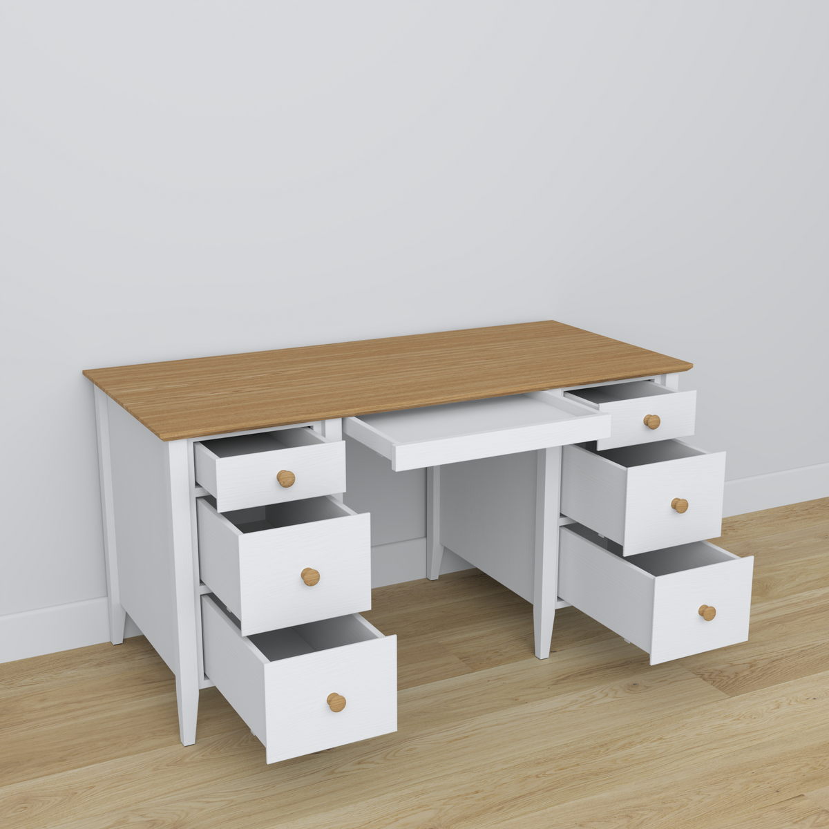 Bureau 6S Scandi en bois blanc / chêne naturel