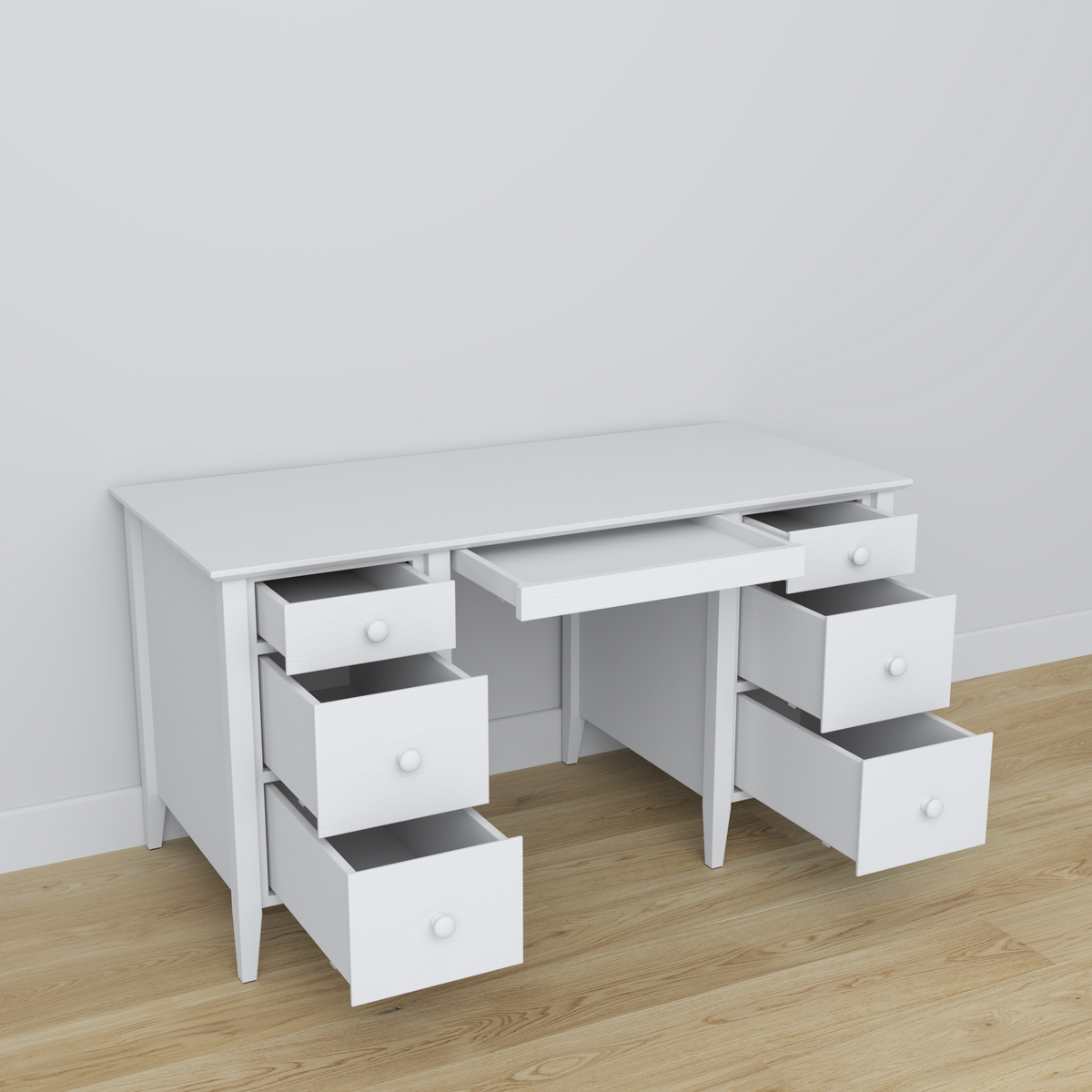 Bureau 6S Scandi en bois blanc