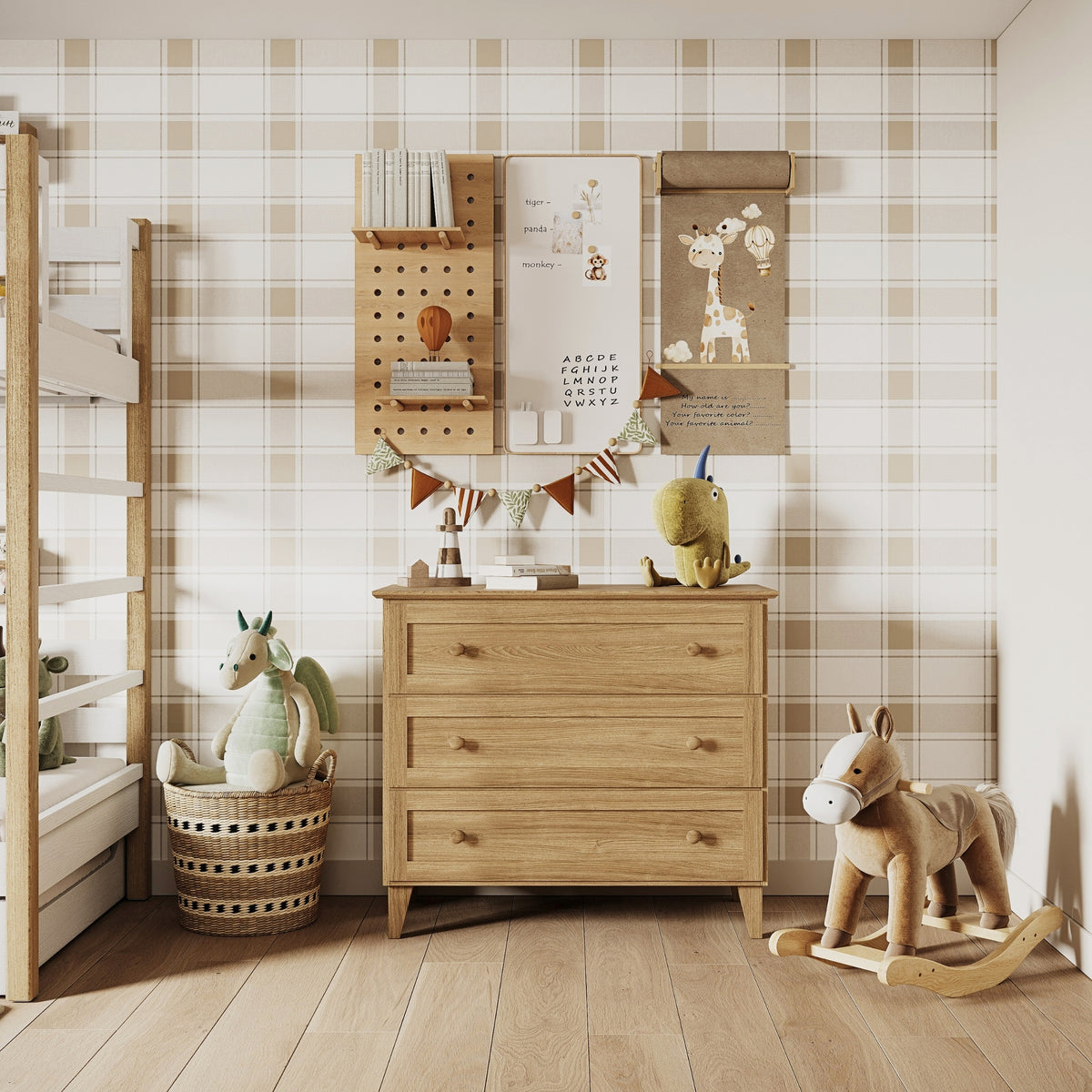 Kommode 3S Natureiche – Eichenholz, geschlossene Schubladen, Frontansicht, Nizio