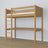 Loft bed natural oak – oak desk under the sleeping area, scandi children’s room