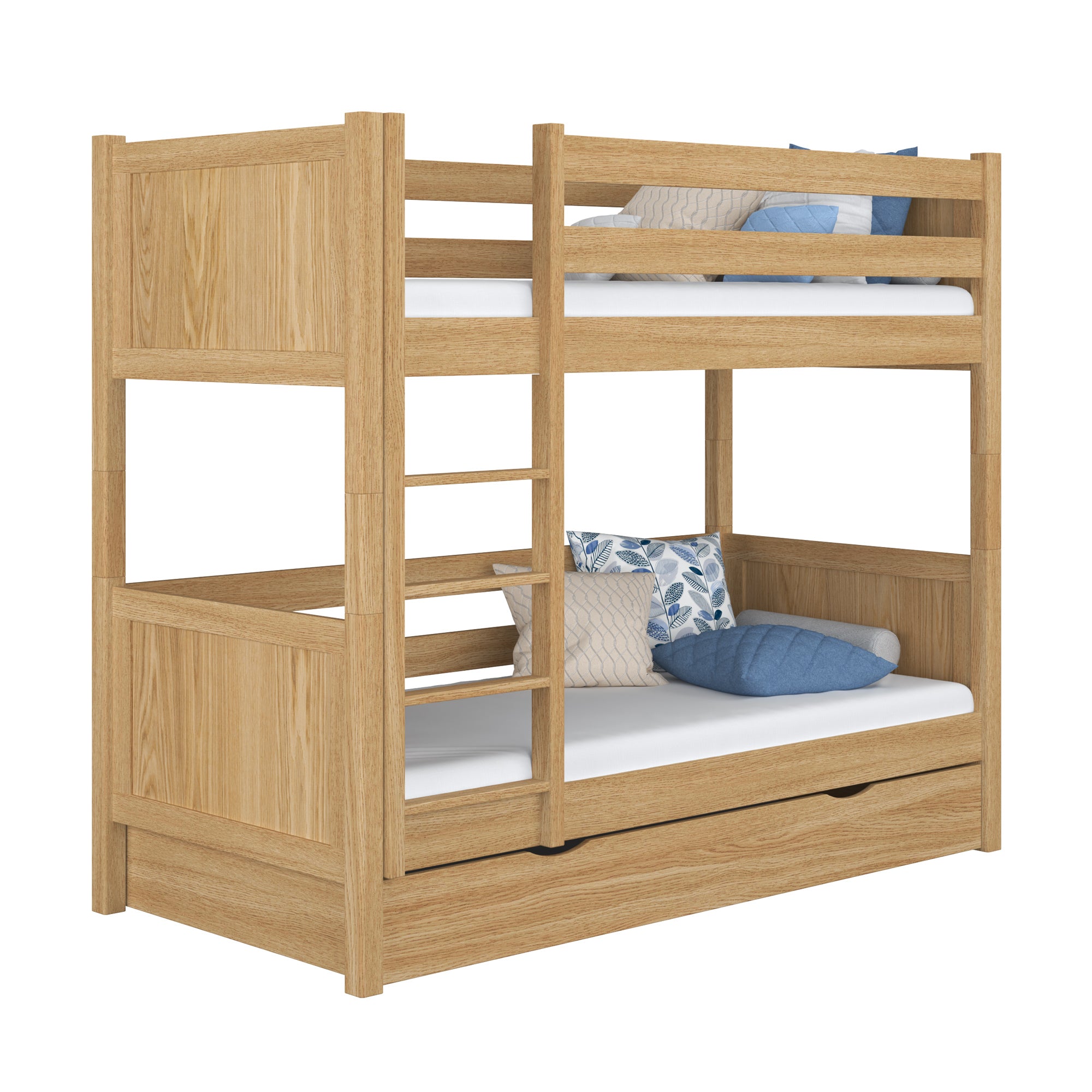 Oak Bunk Bed with Drawer Natural Oak – Children’s Room, Solid Wood, Scandi