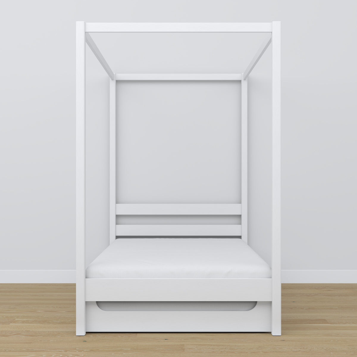 Lit à baldaquin avec tiroir pour matelas blanc en bois – dimensions, Nizio