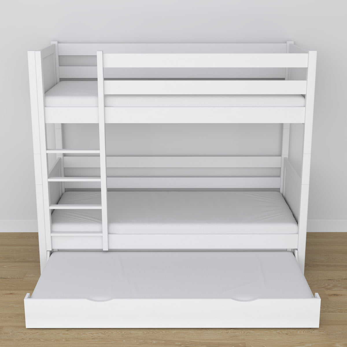 Lit superposé en bois blanc – dimensions et schéma z tiroir na matelas