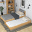 Lit avec tiroir pour matelas en bois pin naturel – tiroir sorti, invité