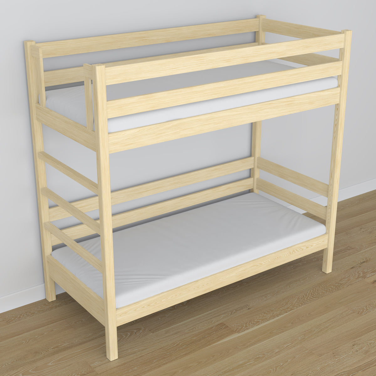 Clear Pine Wooden Bunk Bed – Side View, Nizio Home