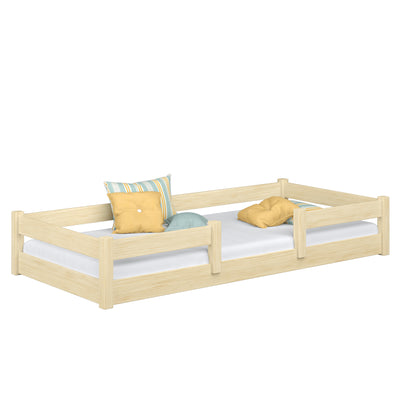 Lit bas en bois pin incolore – chambre, bois massif, style scandinave Nizio