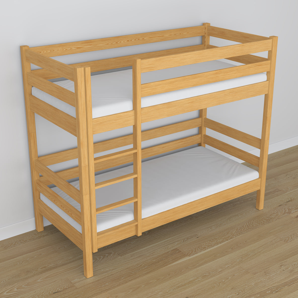 Etagenbett Holz Kiefer natur – Nahaufnahme der Verbindungen und Holzdetails