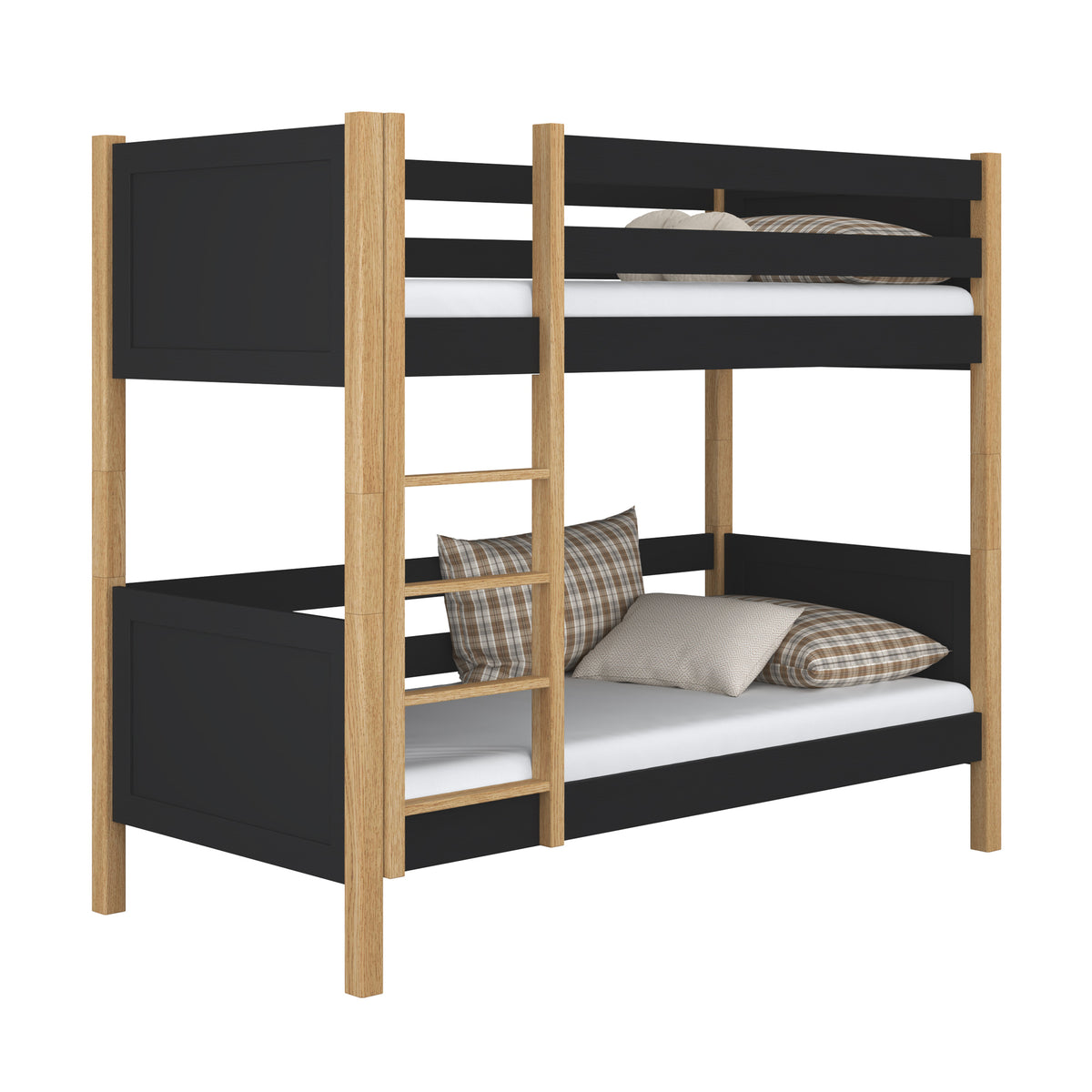 Black and Oak Wooden Bunk Bed – Children’s Room, Solid Wood, Scandinavian Style