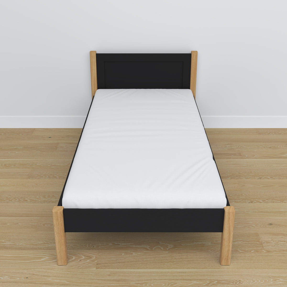 Bett schwarz-eiche aus Holz – Maße und Schema, Nizio Home