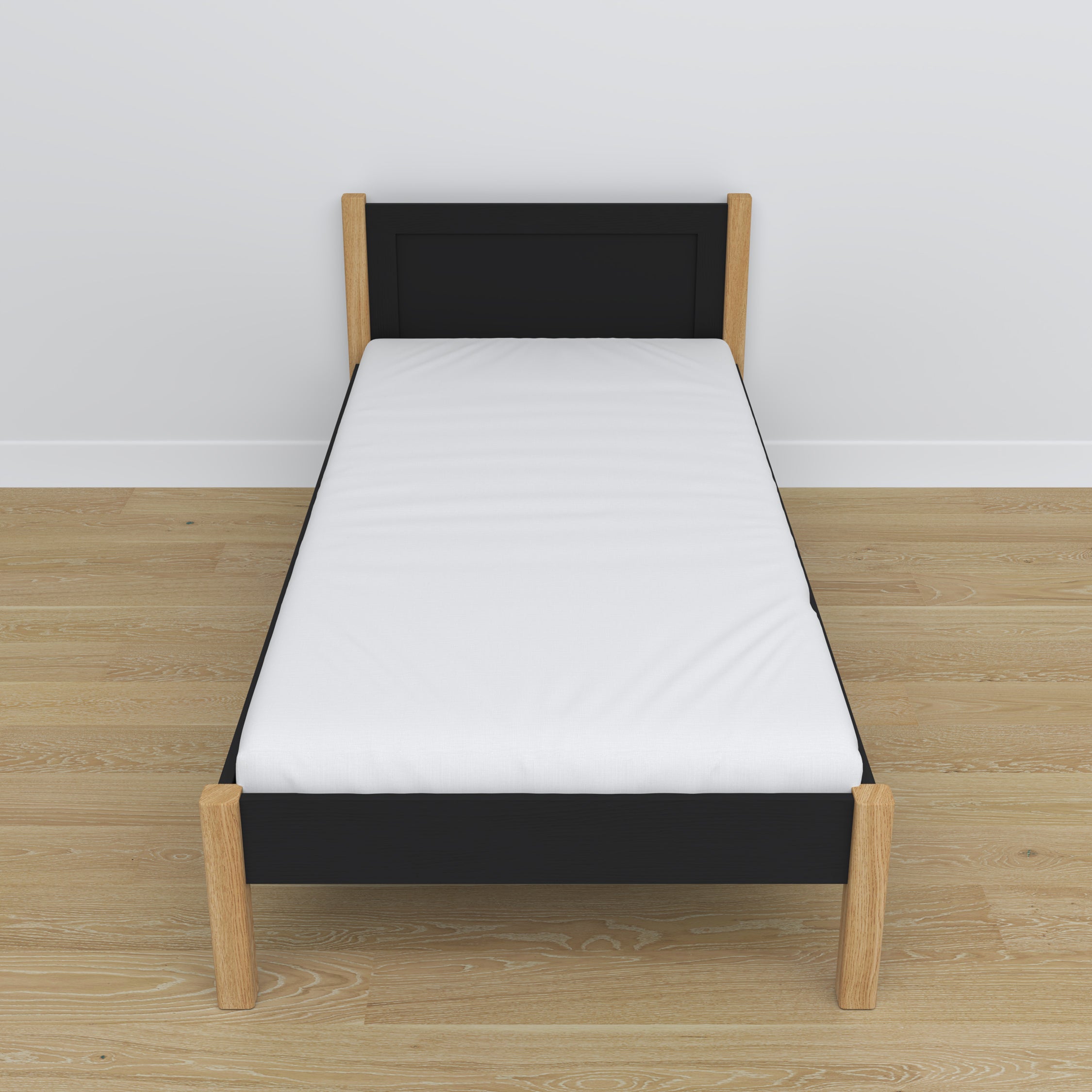 Bett schwarz-eiche aus Holz – Maße und Schema, Nizio Home