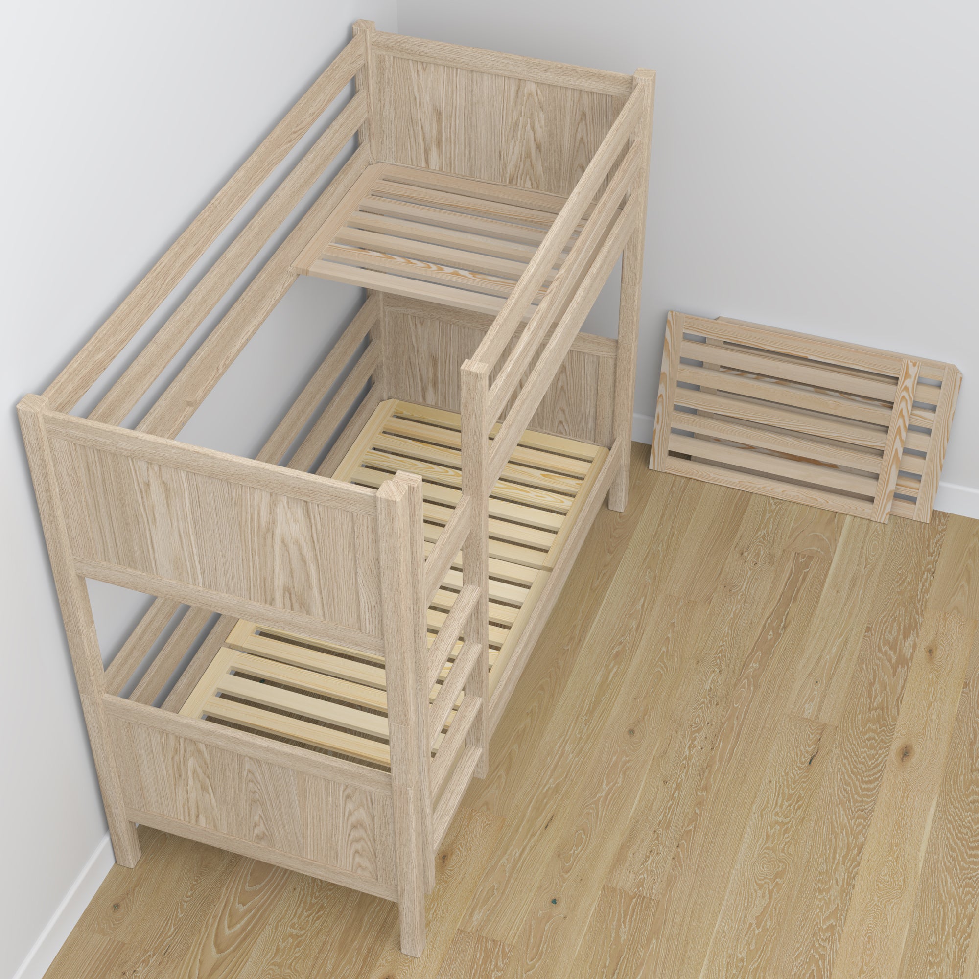 Oak Bunk Bed Bleached Oak – Upper and Lower Sleeping Area, Scandi