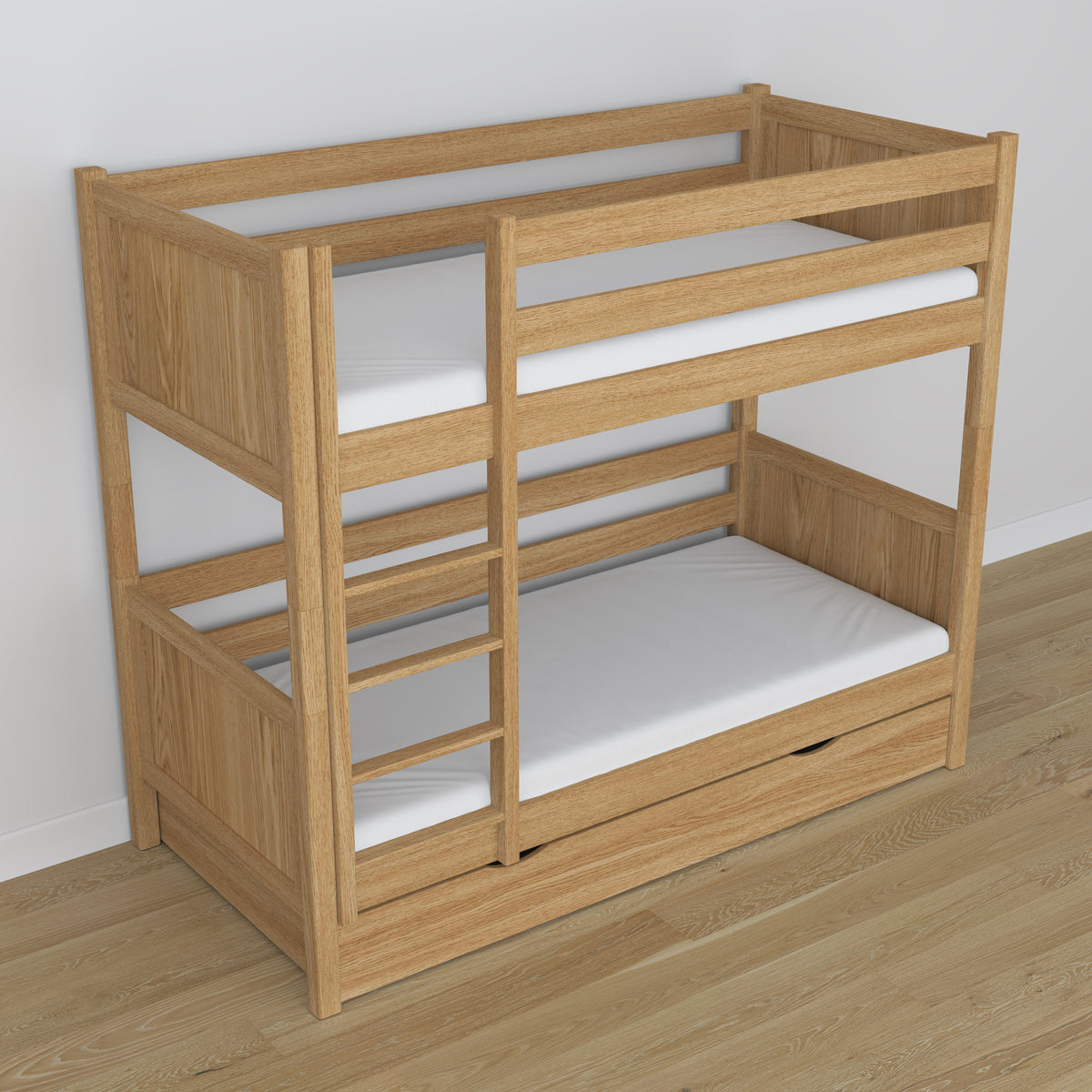 Oak Bunk Bed Natural Oak – Ladder and Joint Details, Children’s Room