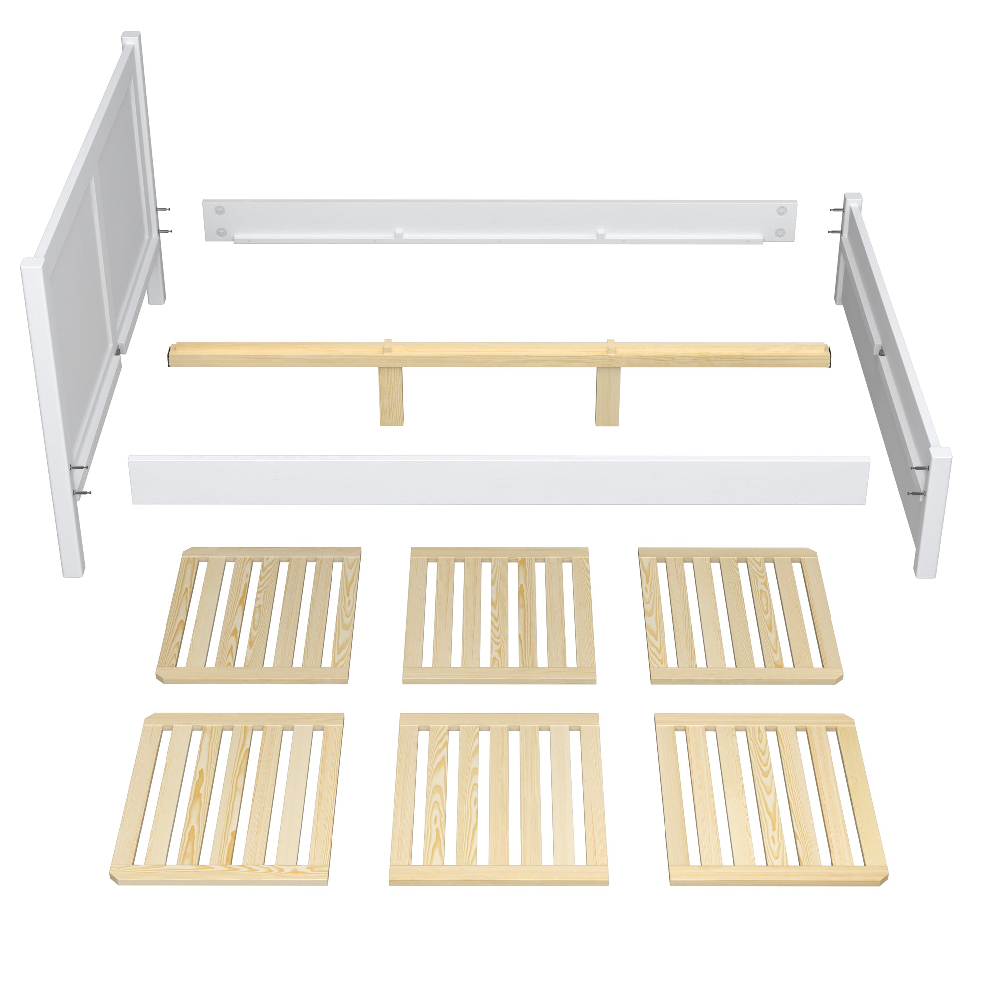 Double bed with drawer natural oak – oak frame, view of slats