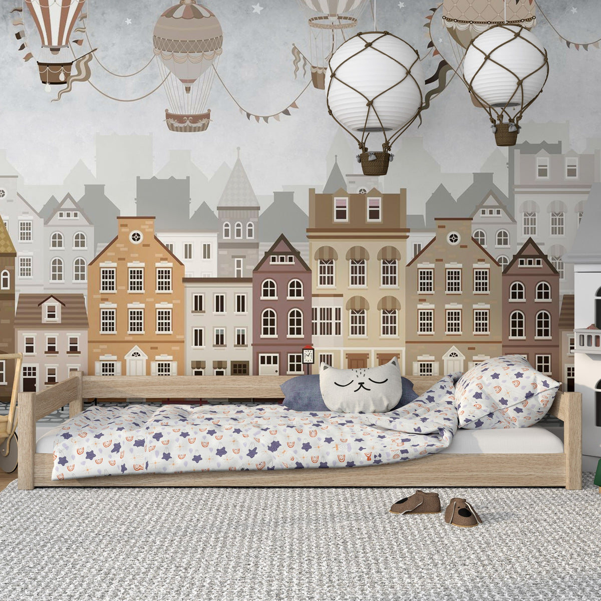 Low Bed Oak Bleached Oak – Low Frame, Side View, Scandi Bedroom