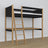 Black and Oak Wooden Loft Bed with Desk – Ladder and Joint Details