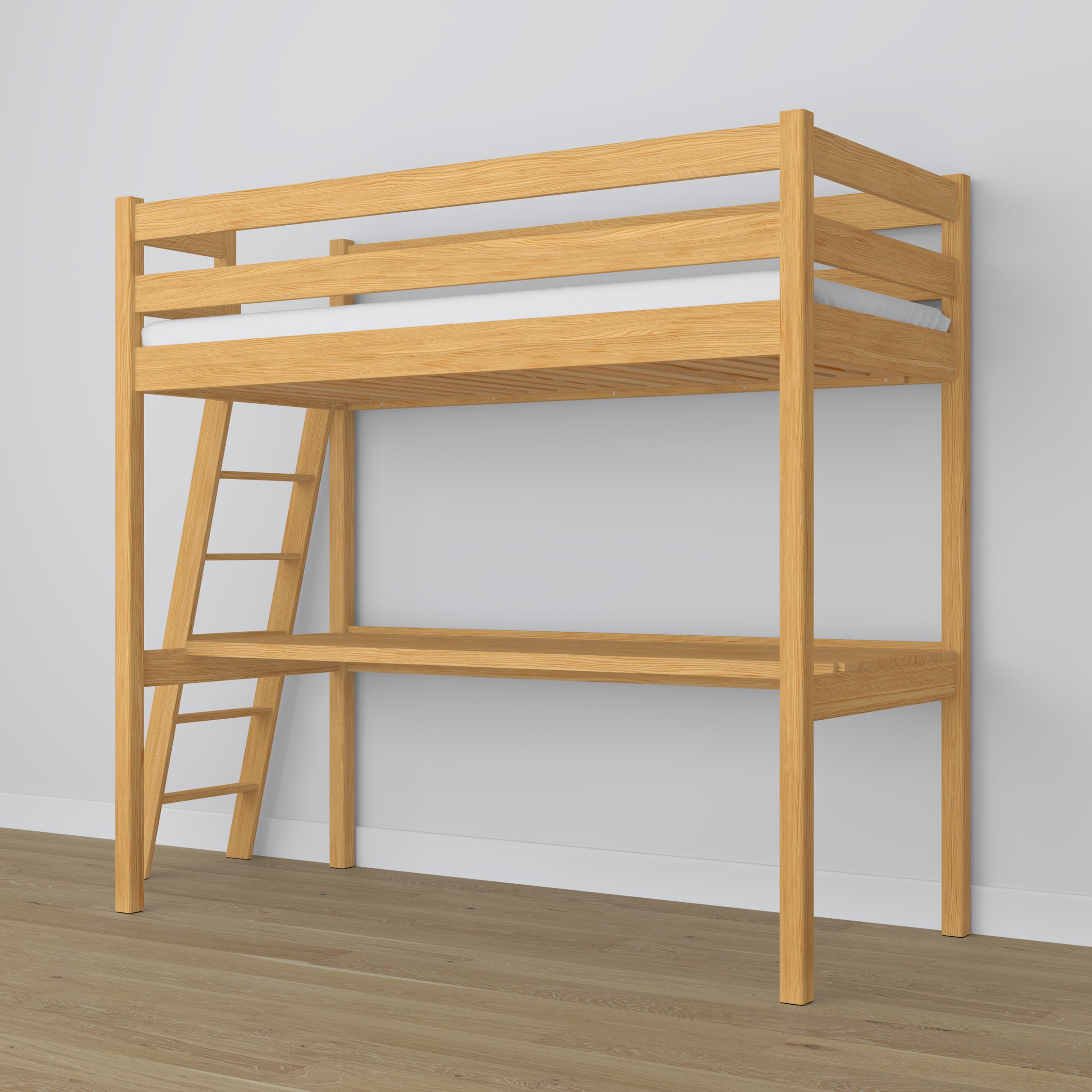 Lit mezzanine pin naturel – bureau en bois pod chambre, chambre d'enfant scandinave