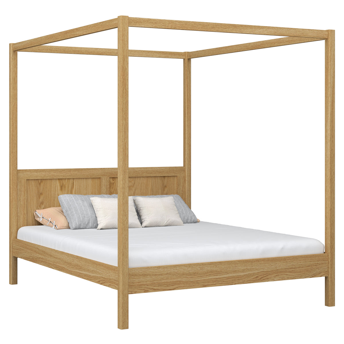 Oak double bed with canopy natural oak – bedroom, Scandinavian style