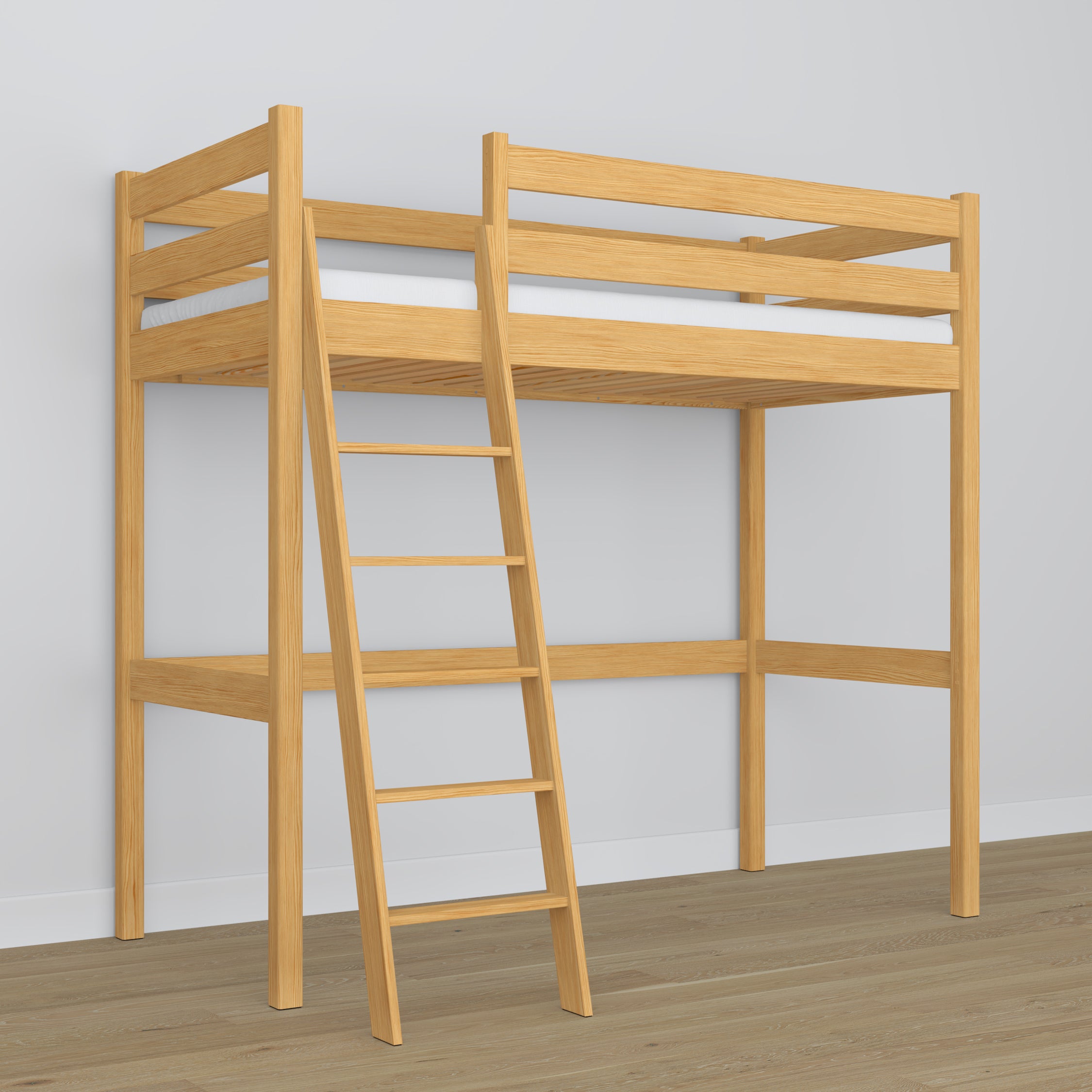 Loft bed natural pine wooden – dimensions and diagram, Nizio