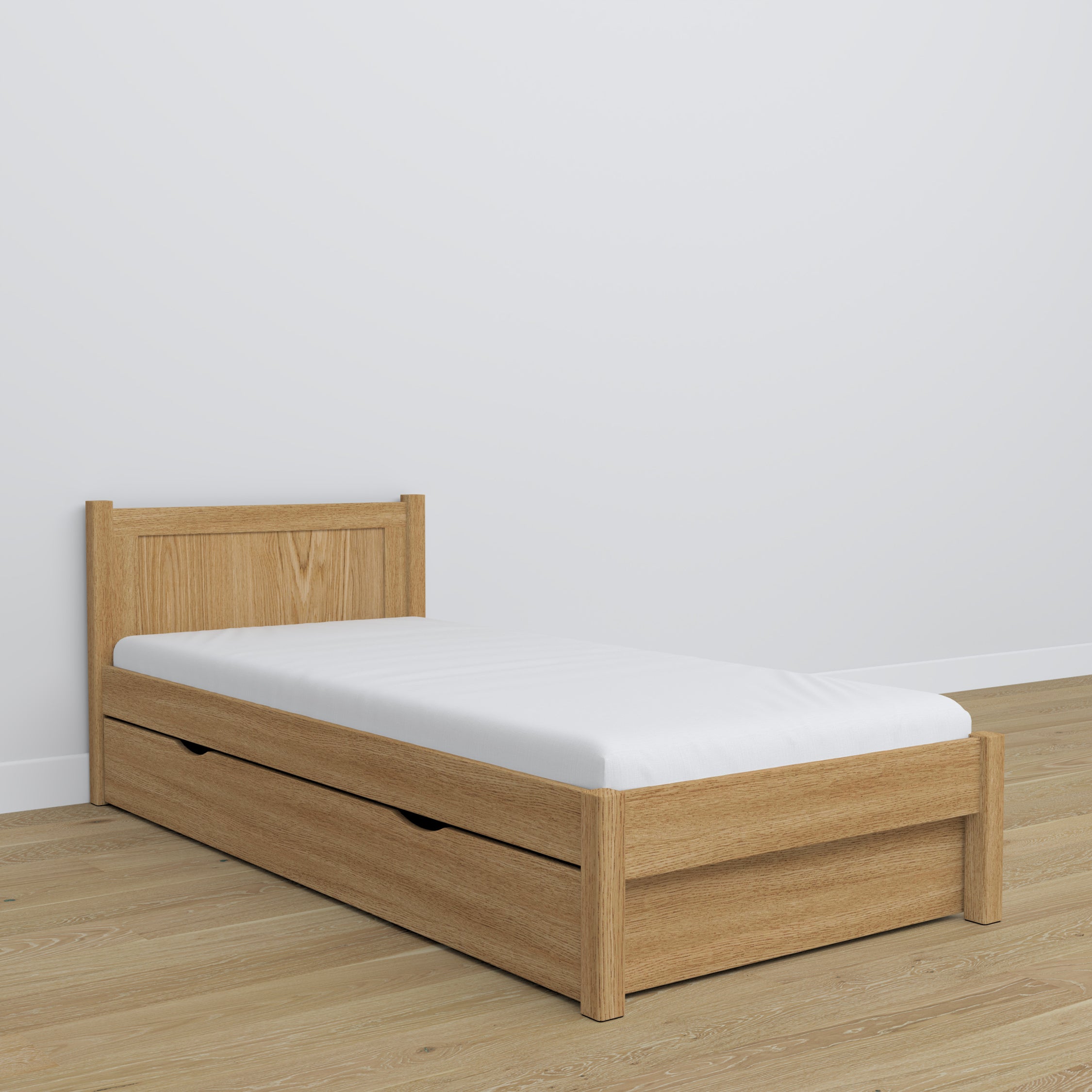 Bett mit Schublade aus Natureiche – Kinderzimmer, Scandi-Einrichtung
