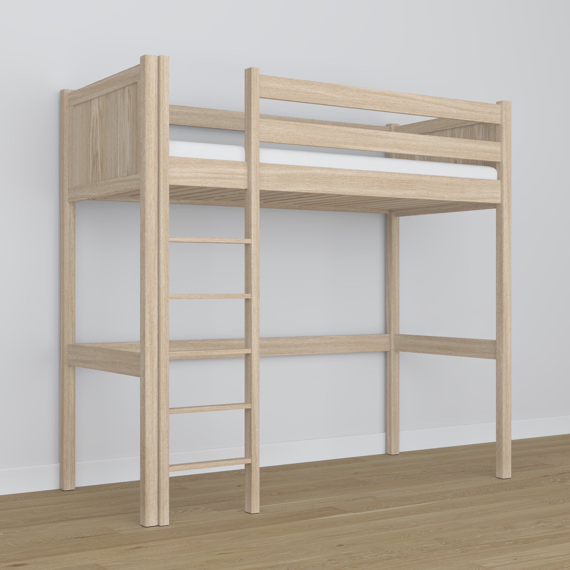 Hochbett gebleichte Eiche im Kinderzimmer – Scandi-Einrichtung, aus Eichenholz