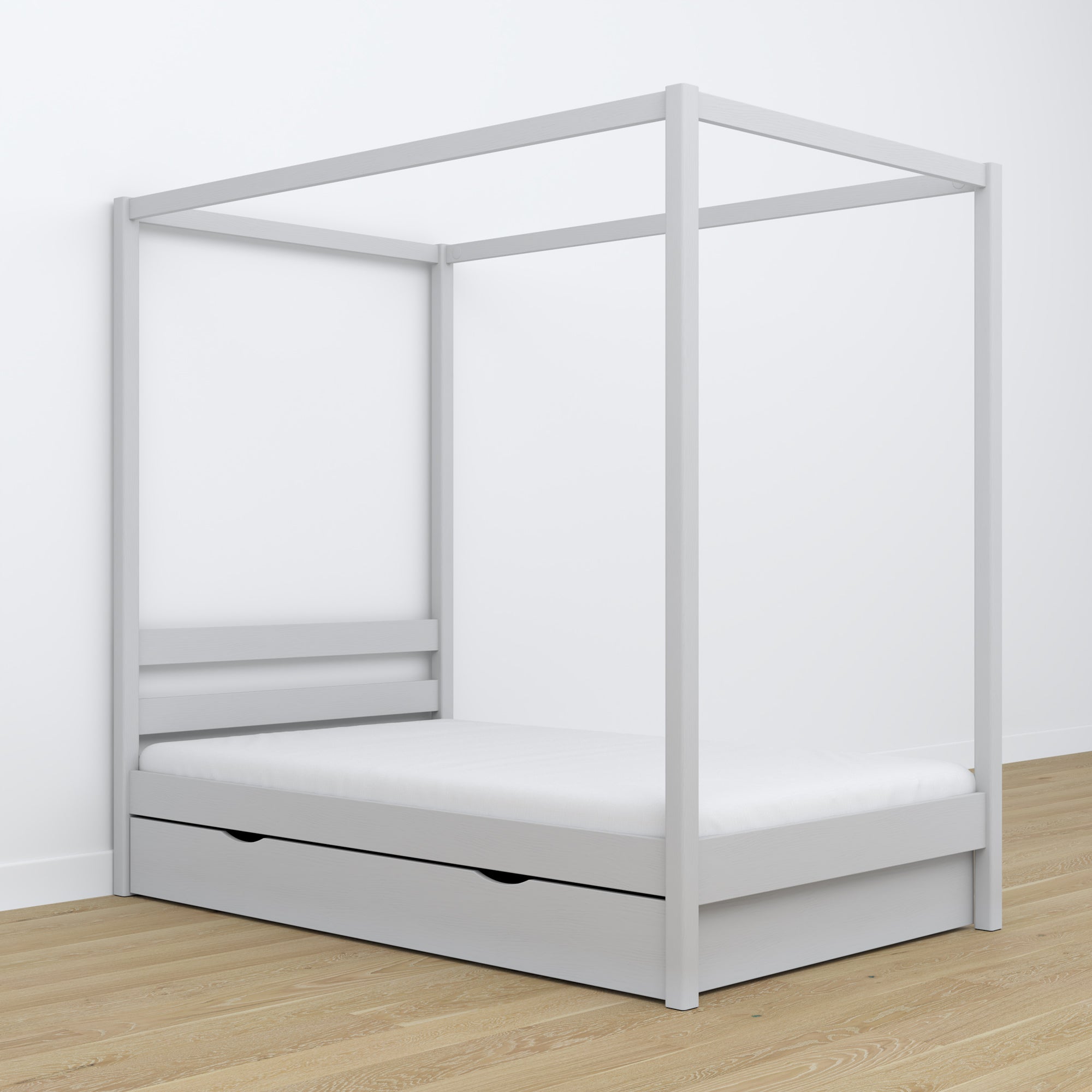 Lit à baldaquin en bois gris – cadre décoratif, chambre d'enfant