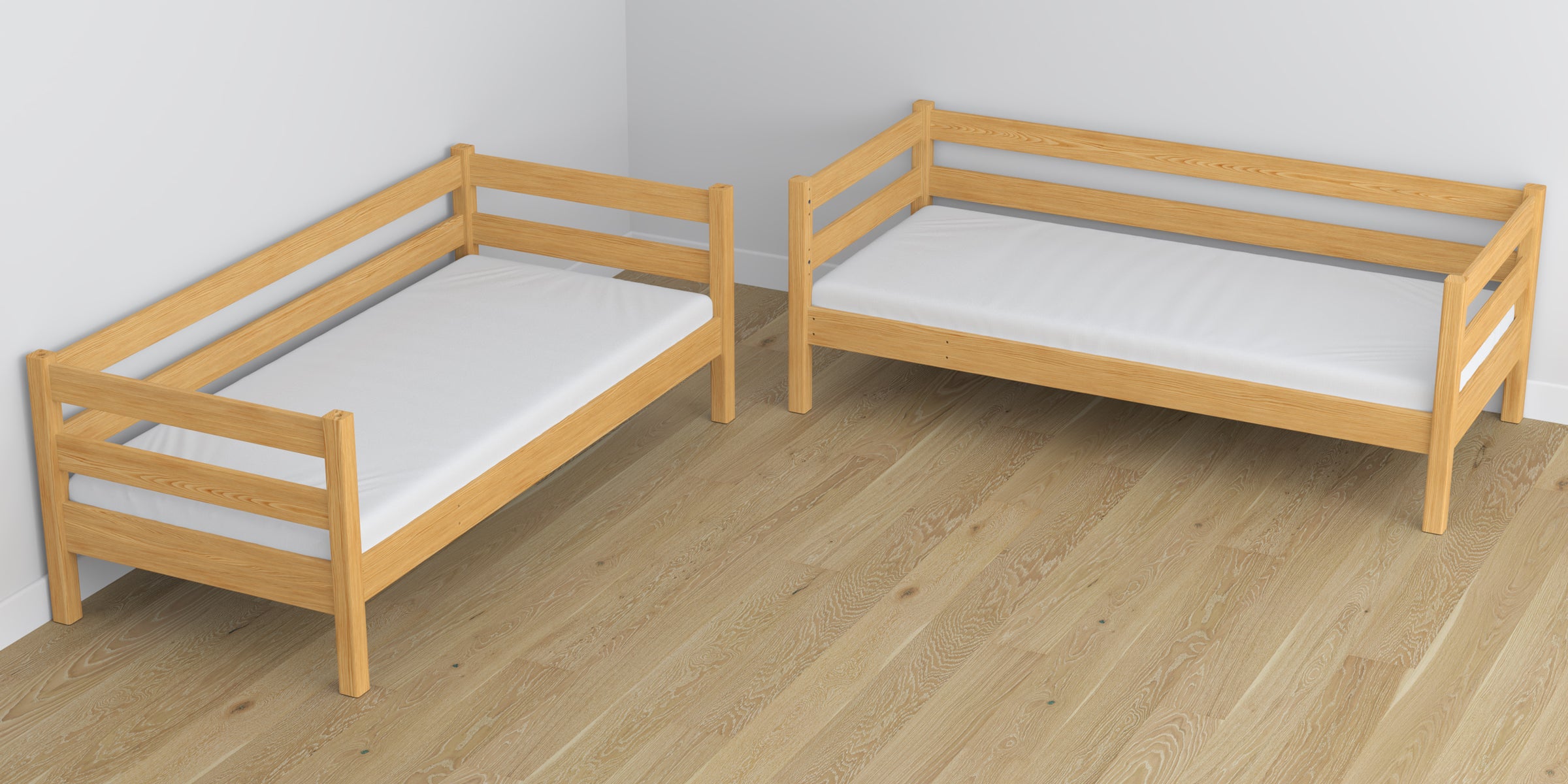 Natural Pine Wooden Bunk Bed – Dimensions and Diagram with Mattress Drawer