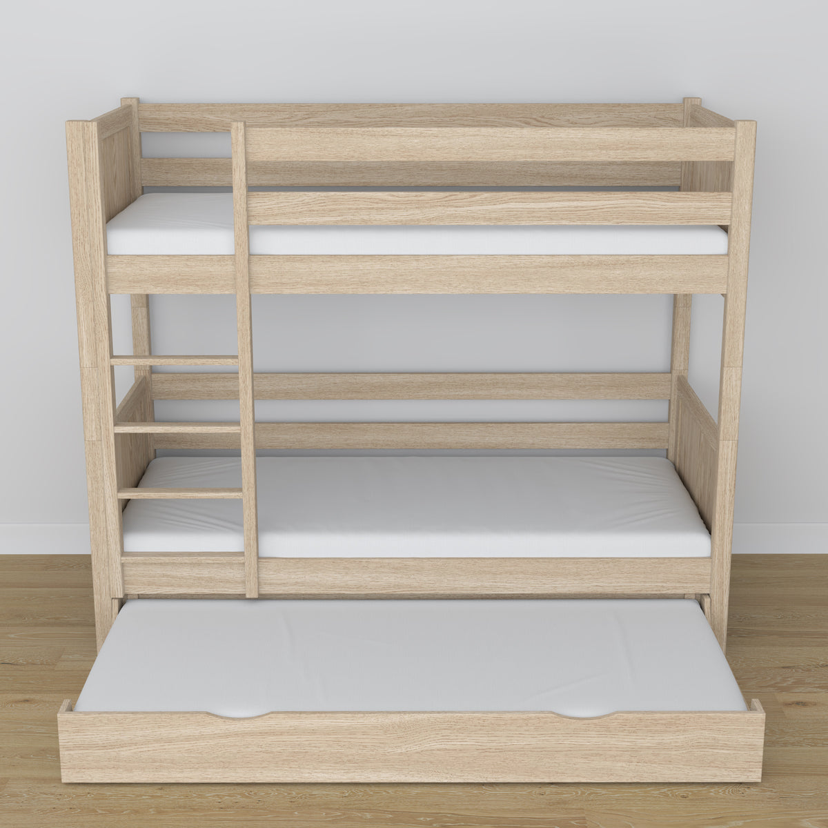 Lit superposé en chêne chêne blanchi – dimensions et schéma z tiroir na matelas