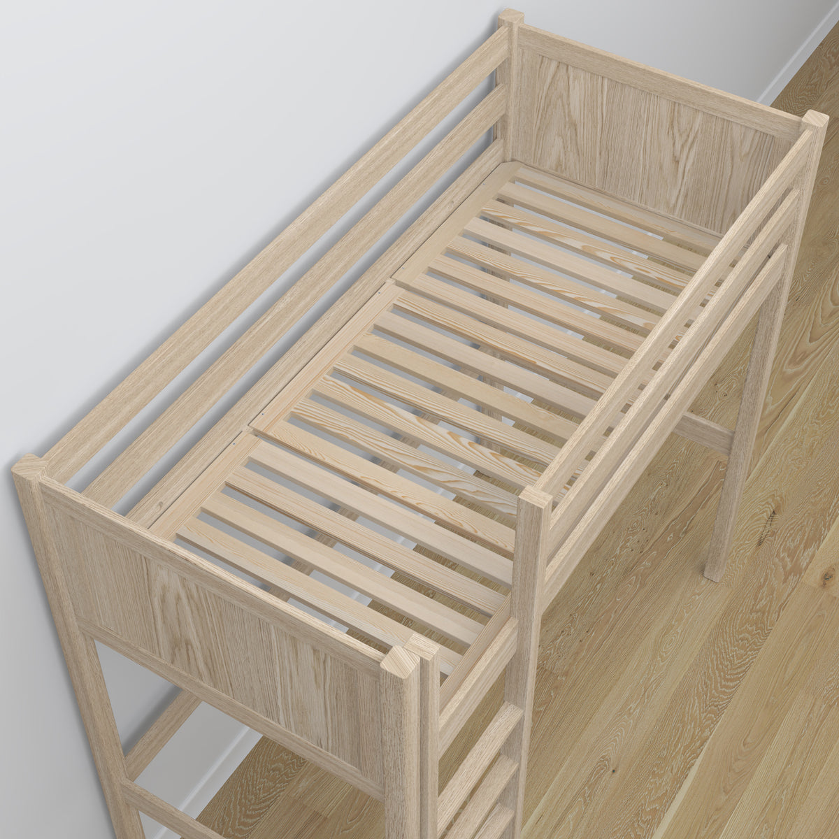 Oak Loft Bed with Desk Bleached Oak – Ladder and Joint Details