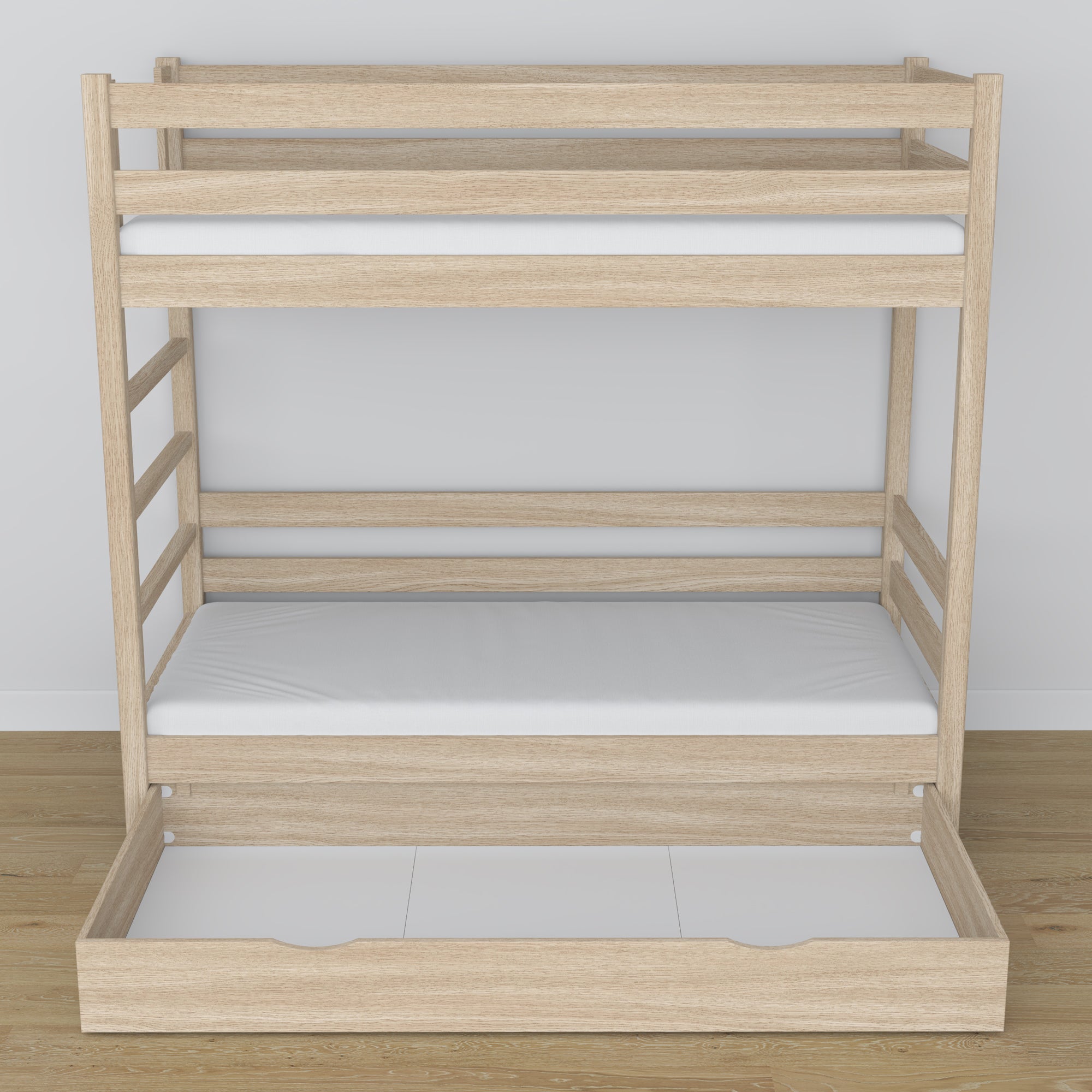 Oak Bunk Bed Bleached Oak with Drawer – Dimensions and Diagram, Nizio