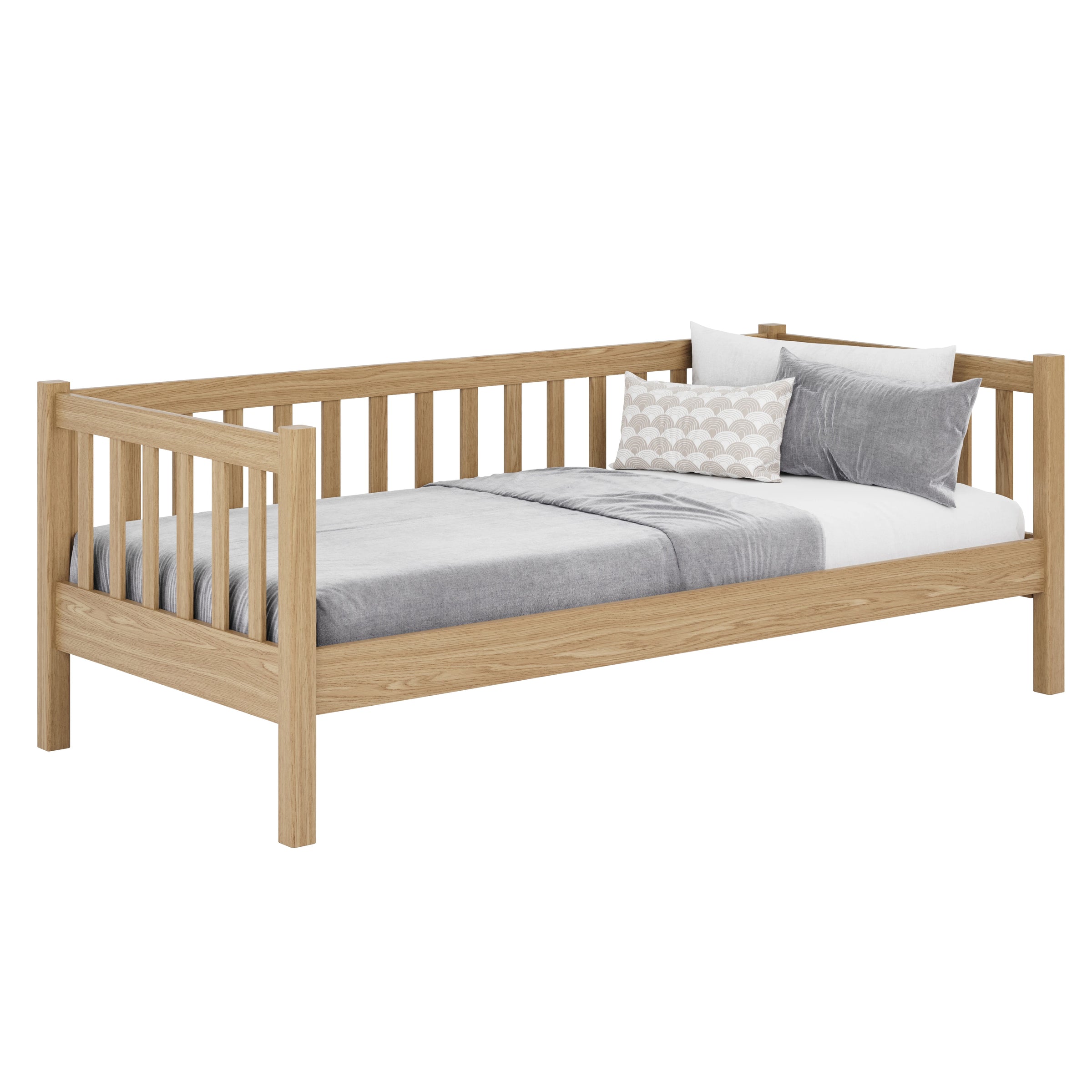 Sofa-lit en chêne chêne naturel – vue de côté, forme et proportions du meuble