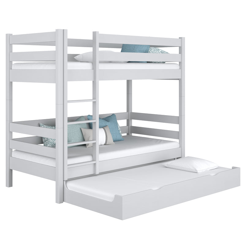 Lit superposé avec tiroir pour matelas en bois gris – chambre d'enfant scandinave