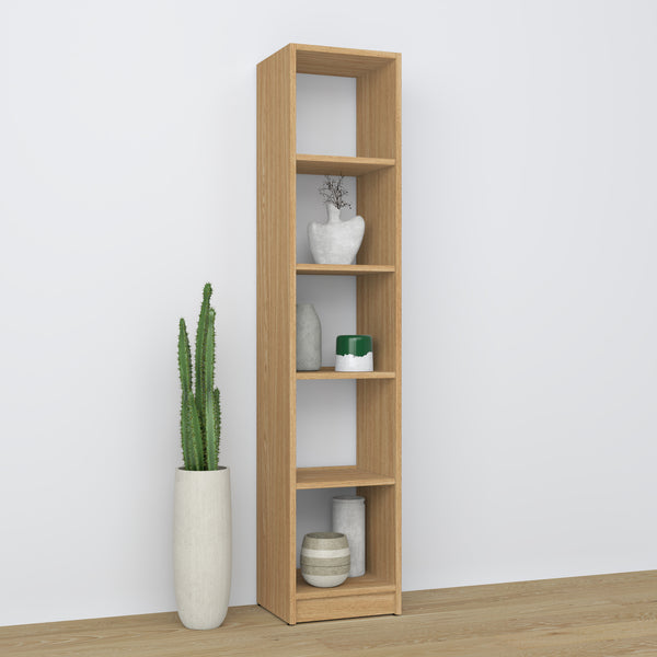 Bookcase natural oak – oak, front view, all shelves, Nizio