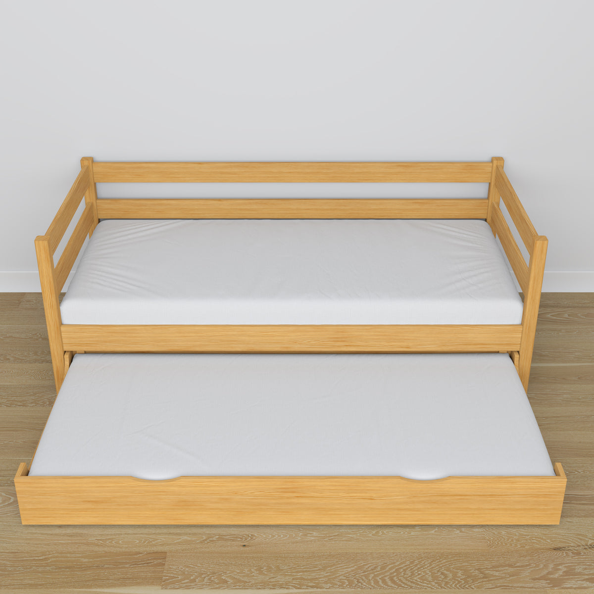 Sofa-lit avec tiroir pour matelas pin naturel en bois – dimensions, Nizio