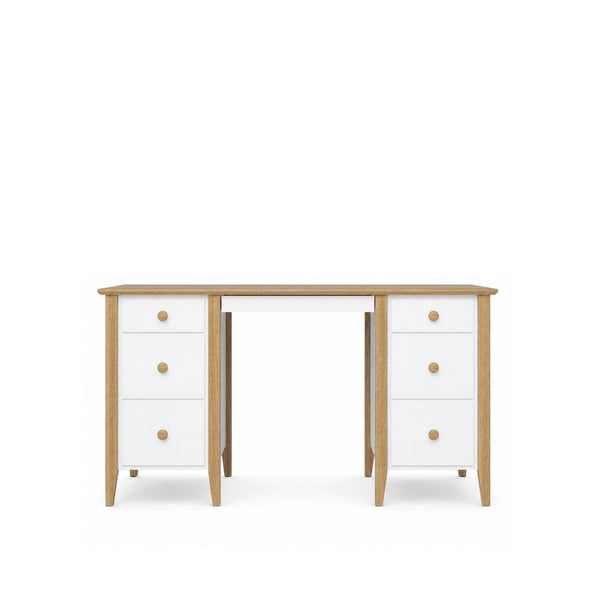 Wooden desk 6S Scandi white / natural oak