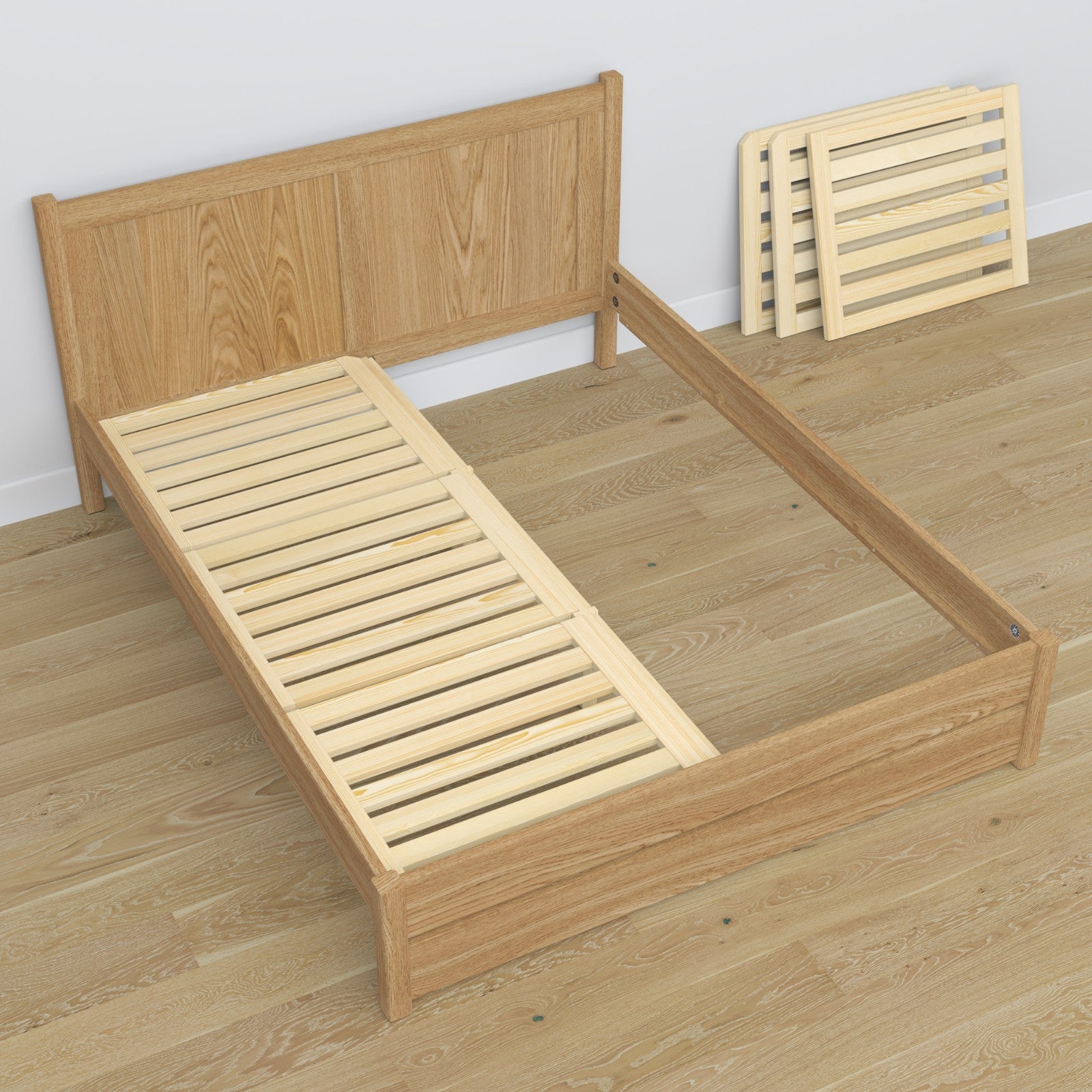 Oak double bed with drawer natural oak – capacity and functionality