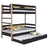 Black and Oak Wooden Bunk Bed with Mattress Drawer – Scandi Children’s Room