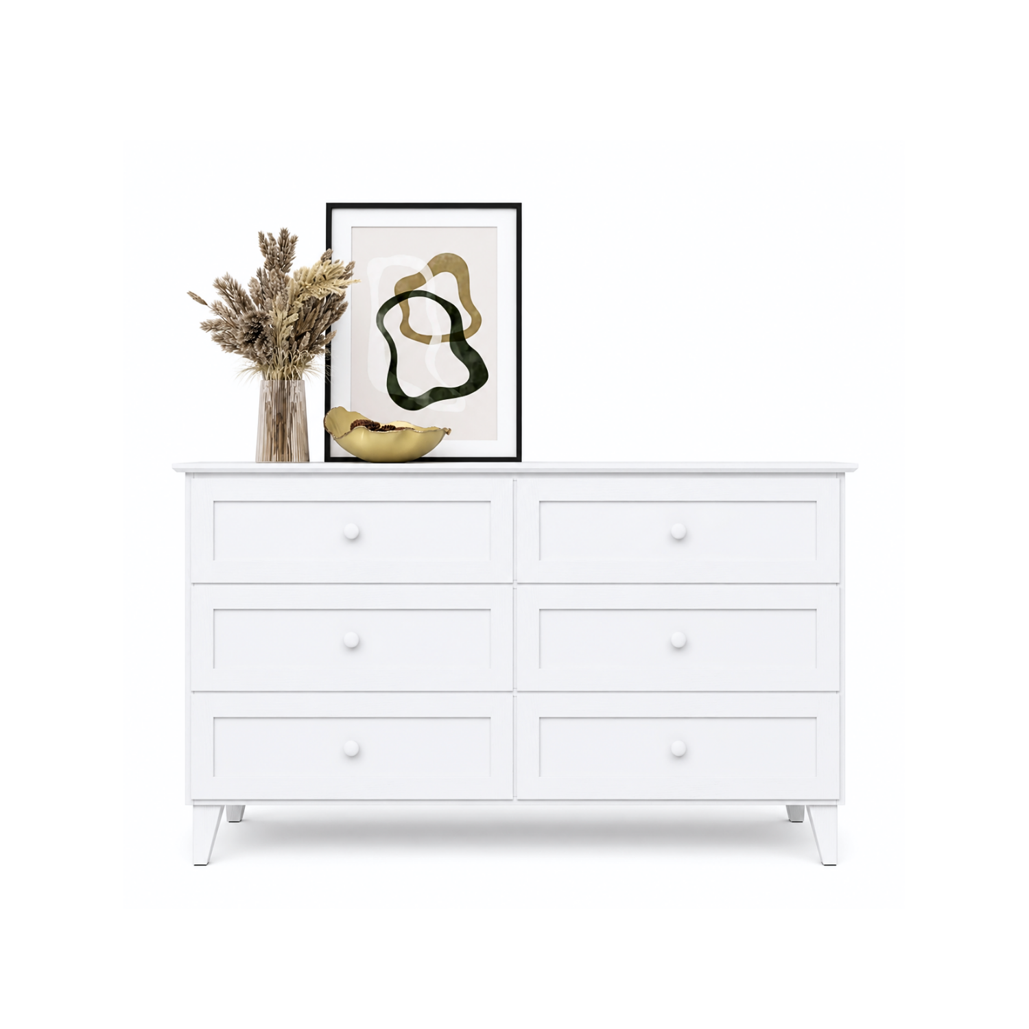 Commode z 6 tiroirmi en bois blanc 154 cm – chambre, style scandinave