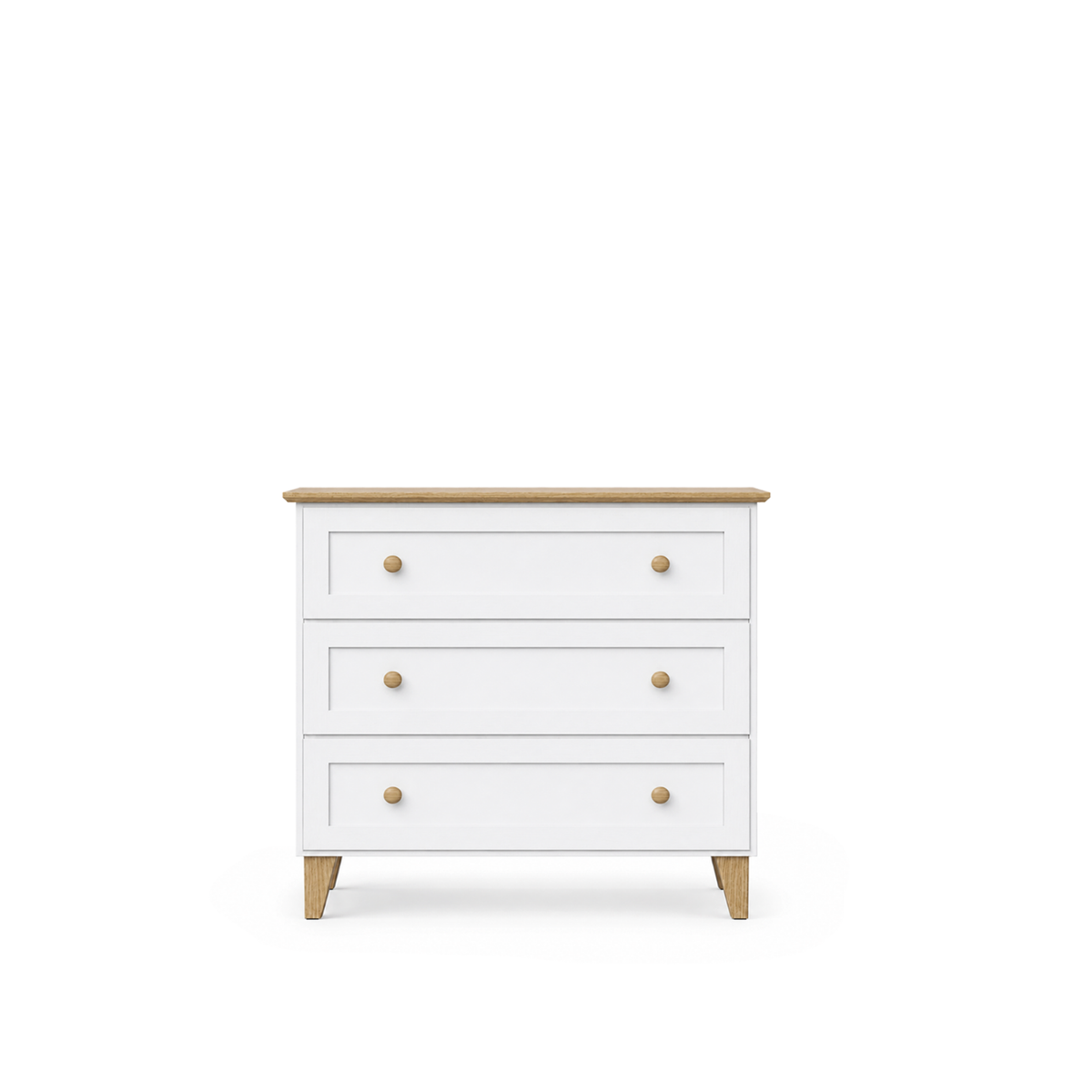 Commode z 3 tiroirmi en bois blanc avec chêne 105 cm – chambre, style scandinave