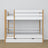 White and Oak Bunk Bed – Wooden Slatted Frame, Side View