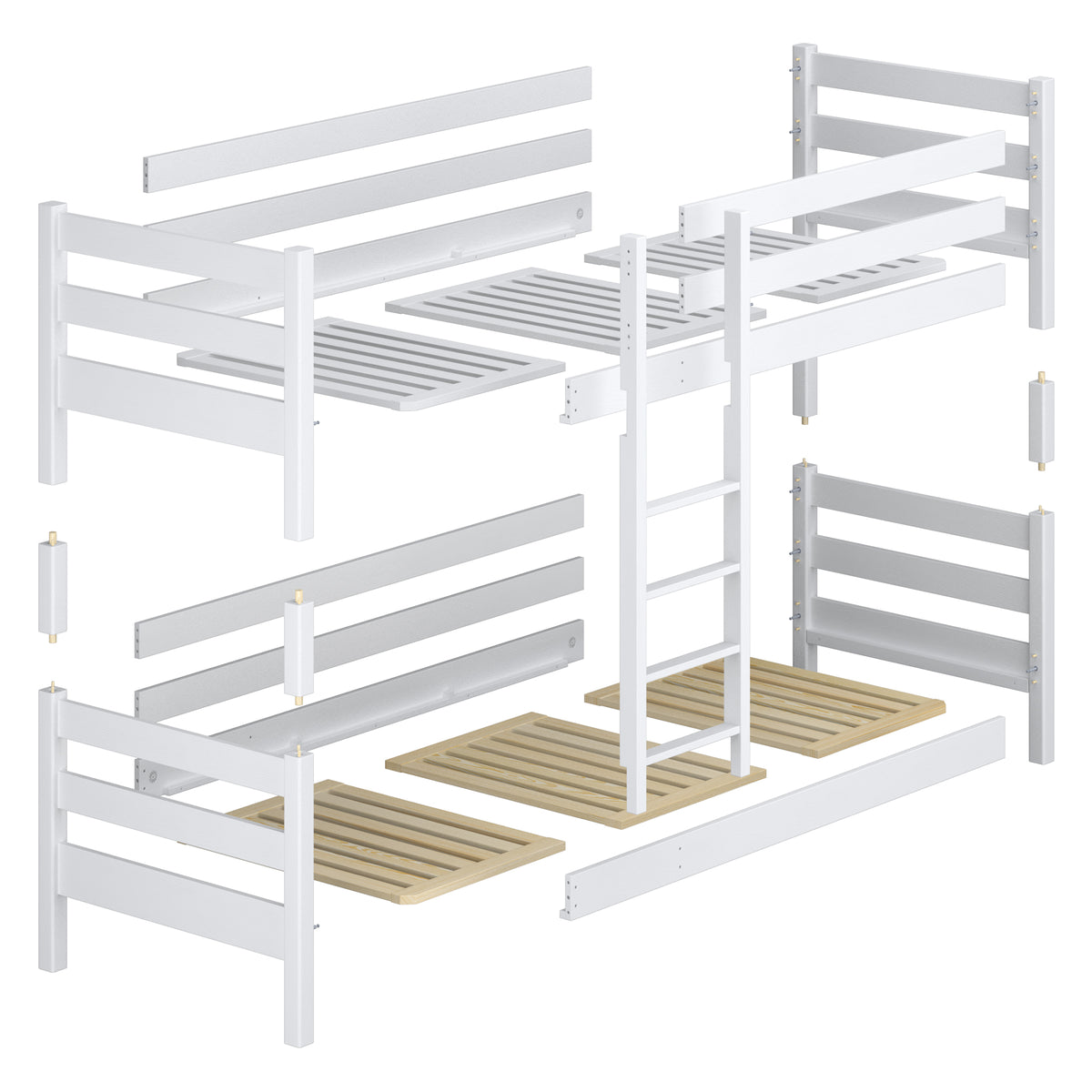 Oak Bunk Bed Bleached Oak with Mattress Drawer – Room Arrangement