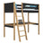 Black and Oak Wooden Loft Bed with Desk – Children’s Room, Scandi Nizio