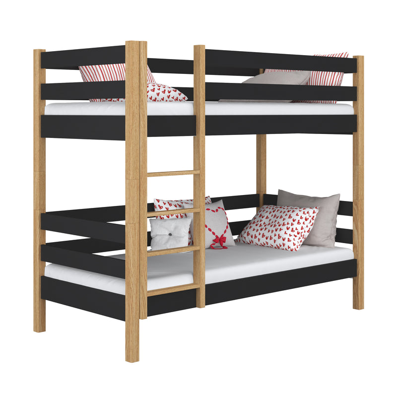 Holz-Etagenbett schwarz-eiche – Kinderzimmer, Massivholz, skandinavischer Stil