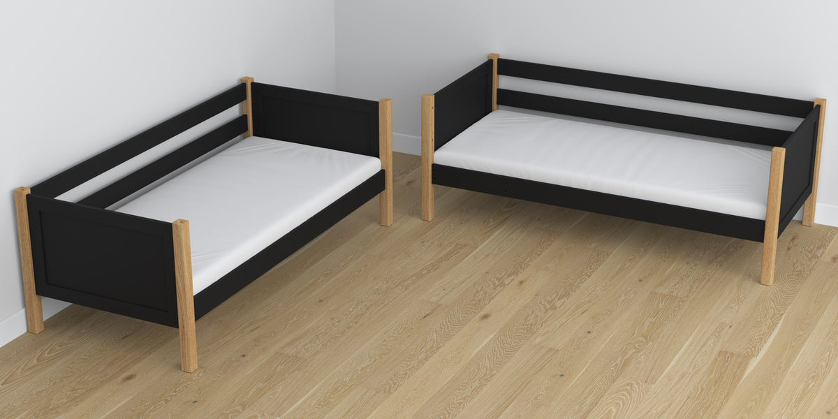 Holz-Etagenbett schwarz-eiche mit Schublade – Kinderzimmergestaltung scandi
