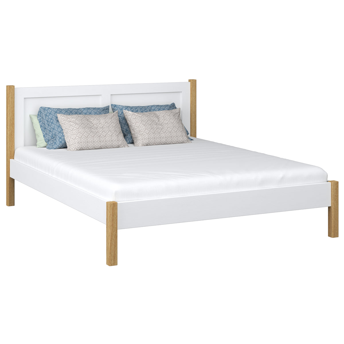 Doppelbett Holz Weiß-Eiche – Schlafzimmer, Massivholz, skandinavischer Stil