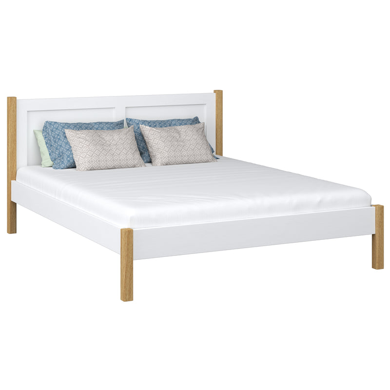 Doppelbett Holz Weiß-Eiche – Schlafzimmer, Massivholz, skandinavischer Stil