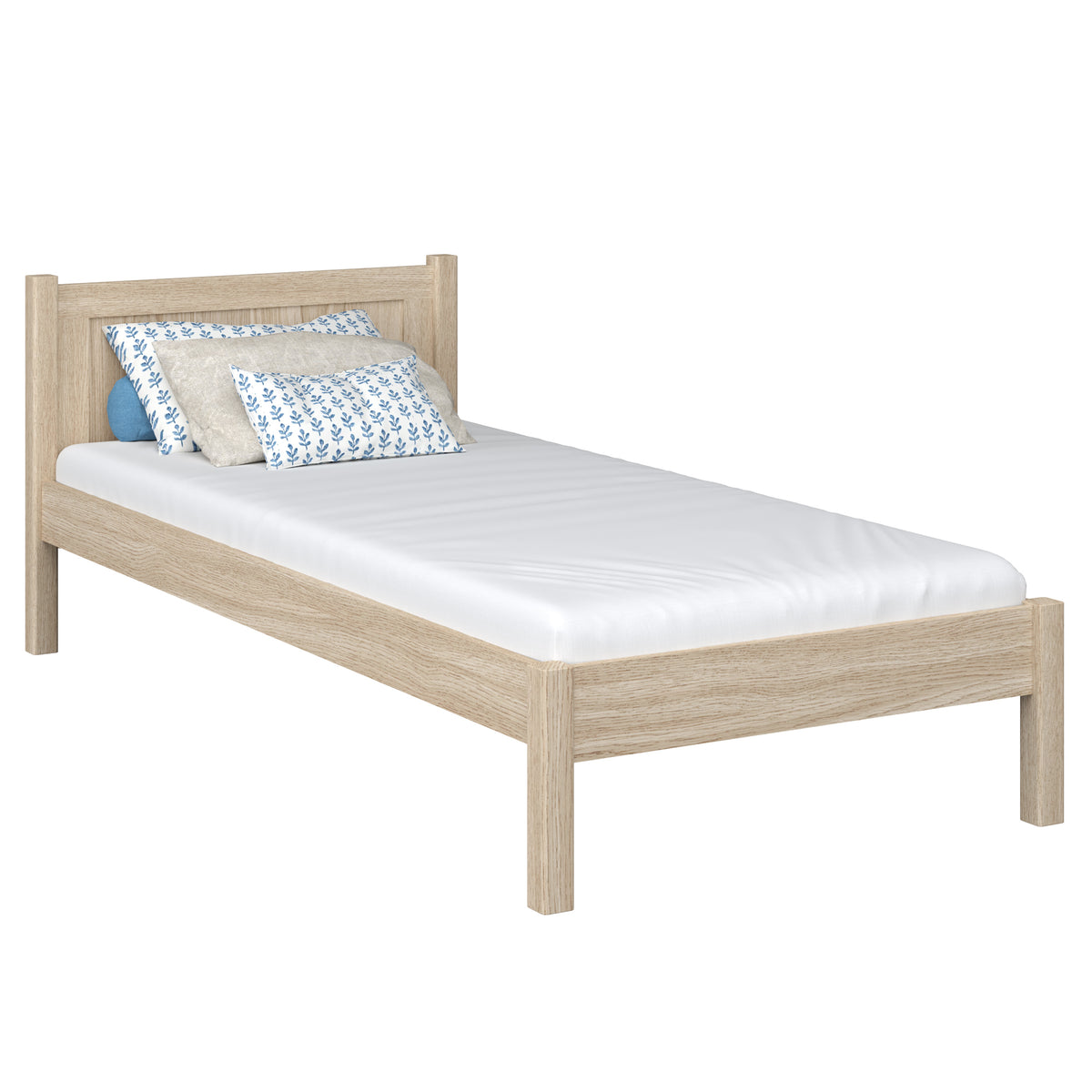 Einzelbett aus Eiche weiß gebeizt – Kinderzimmer, Massivholz, Scandi-Stil