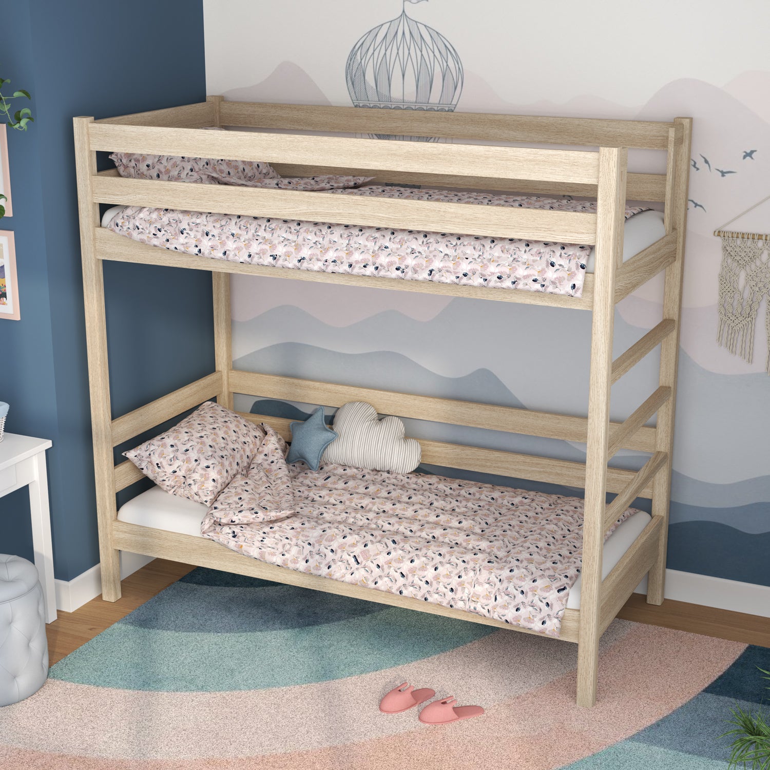 Bleached Oak Bunk Bed in Children’s Room – Scandi Arrangement, Oak