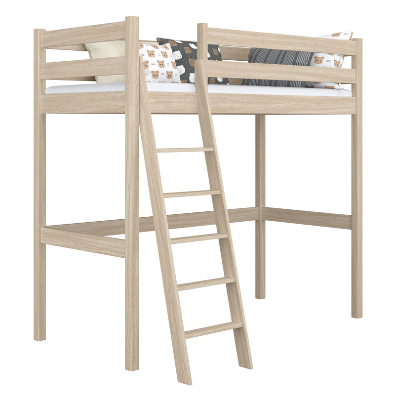 Hochbett Eiche geweißt – Kinderzimmer, Massivholz, Scandi-Stil