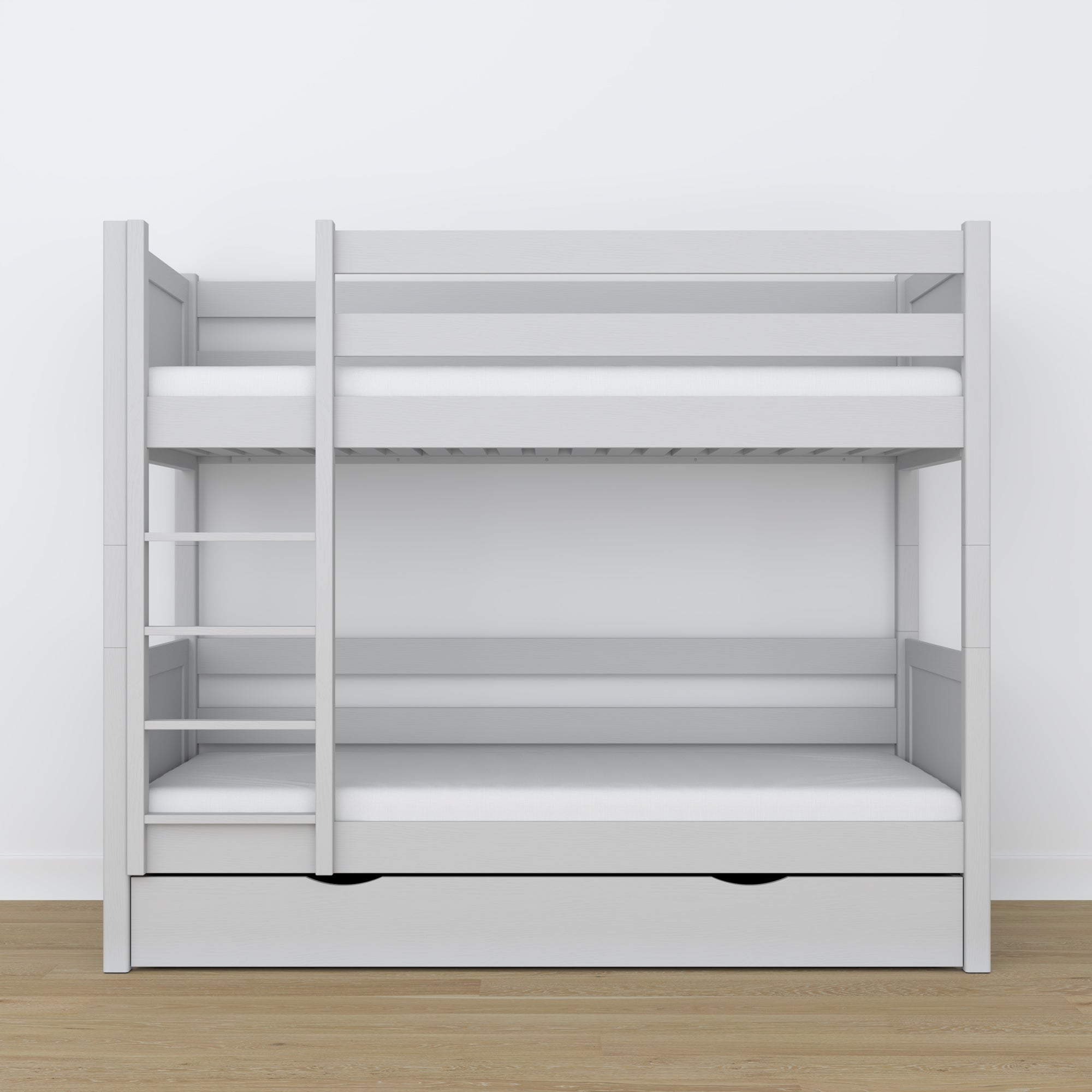 Grey Wooden Bunk Bed – Ladder and Joint Details, Children’s Room