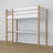 White and Oak Wooden Loft Bed with Desk – Frame and Slats, Nizio